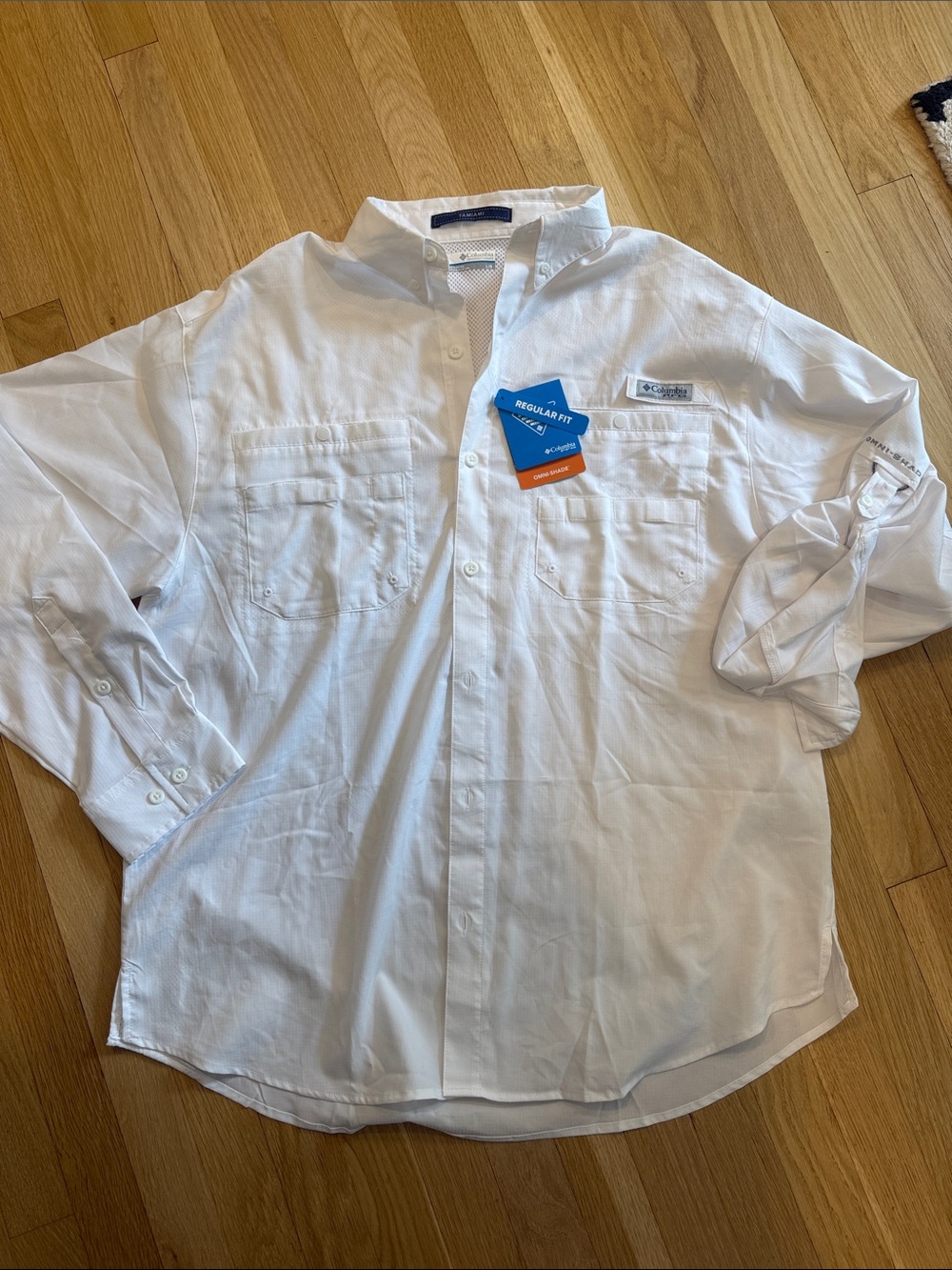 Columbia Men's White Long-Sleeve Casual Button-Down Shirt
